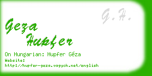 geza hupfer business card